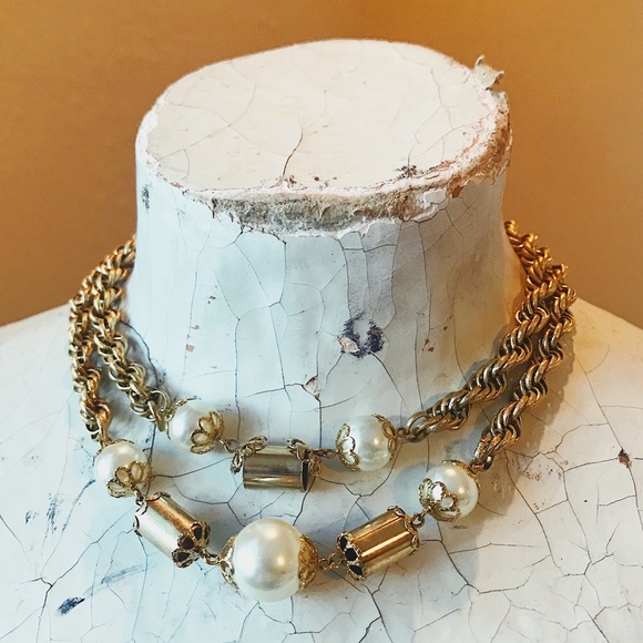 Vintage 60s Double Strand Faux Pearl Necklace - Picture 7 of 8